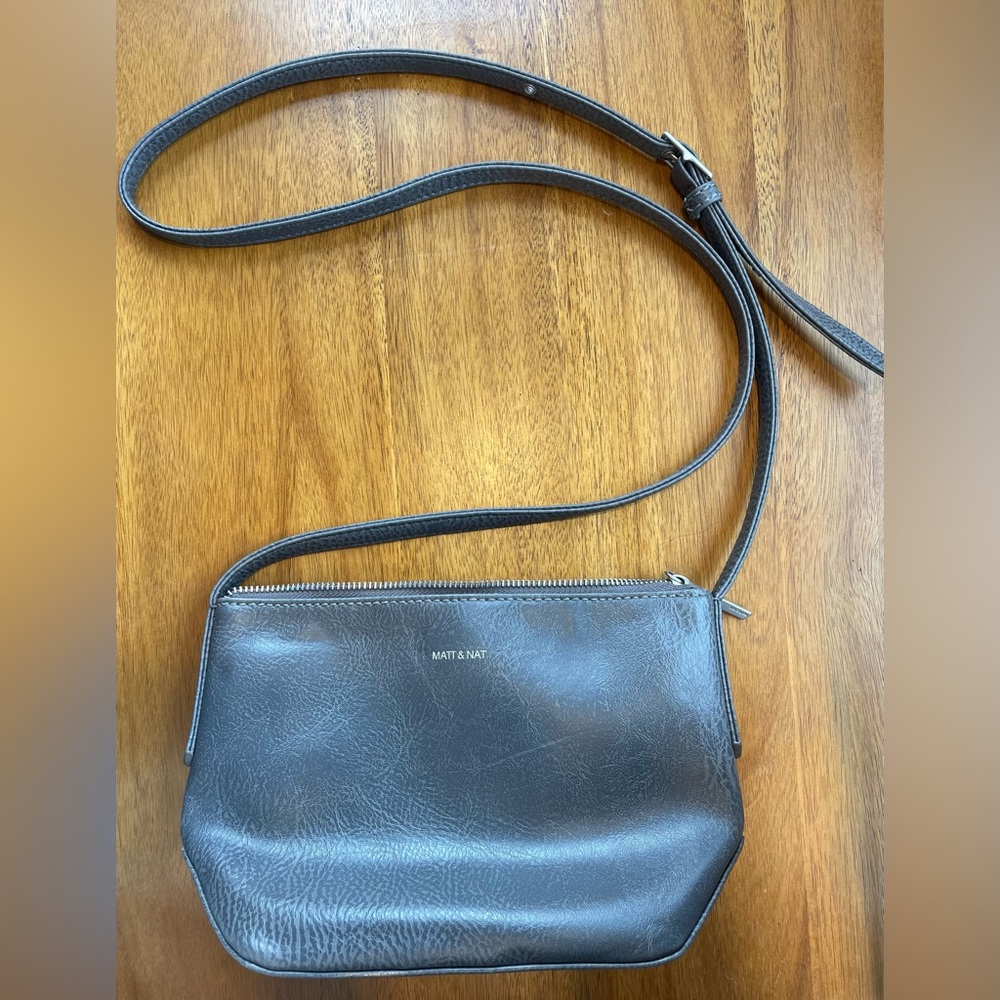 Matt & Nat Gray Vegan Leather Crossbody Purse Bag
